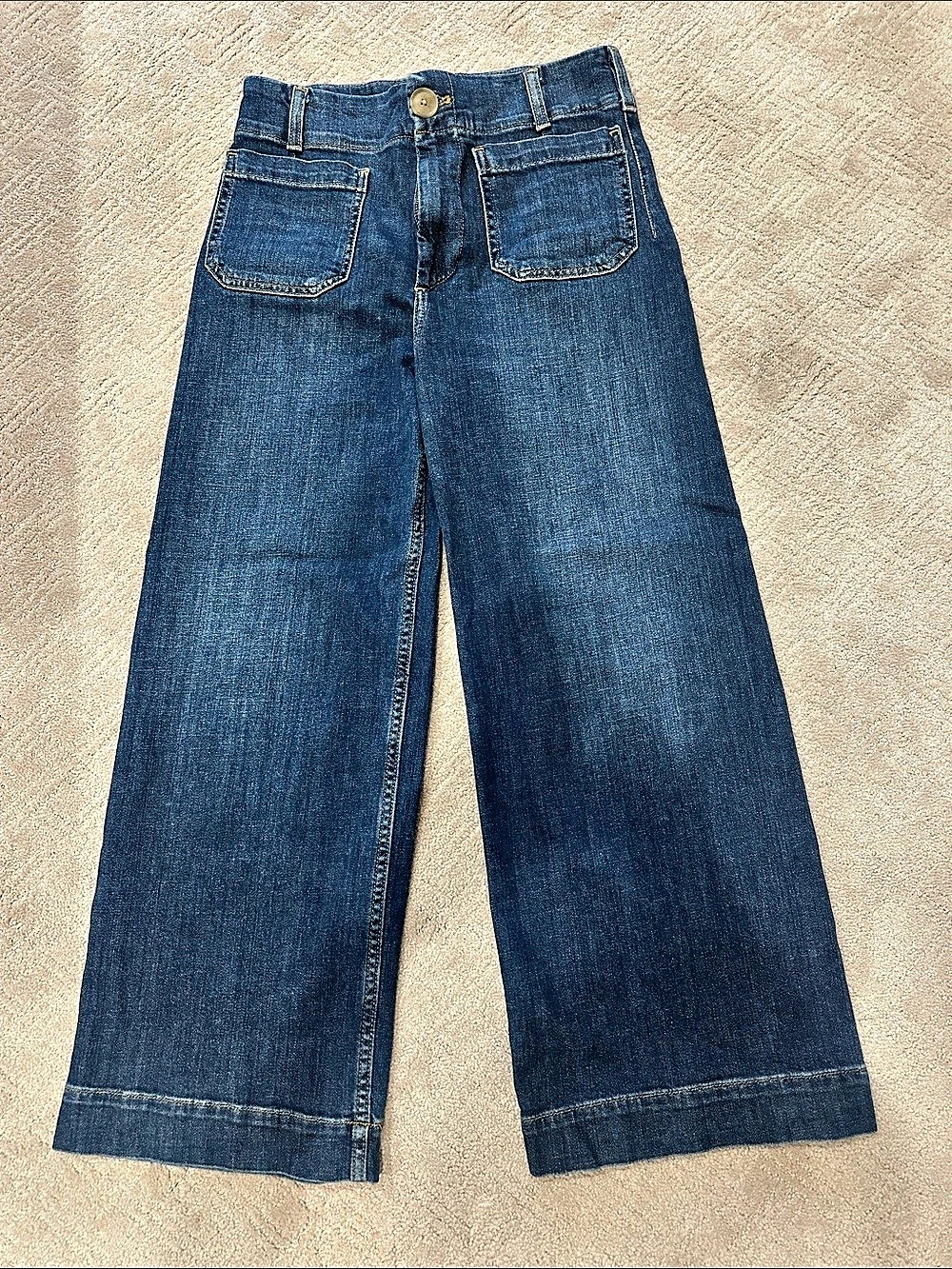 maeve The Colette Crop Wide-Leg Jeans Blue Waist 28